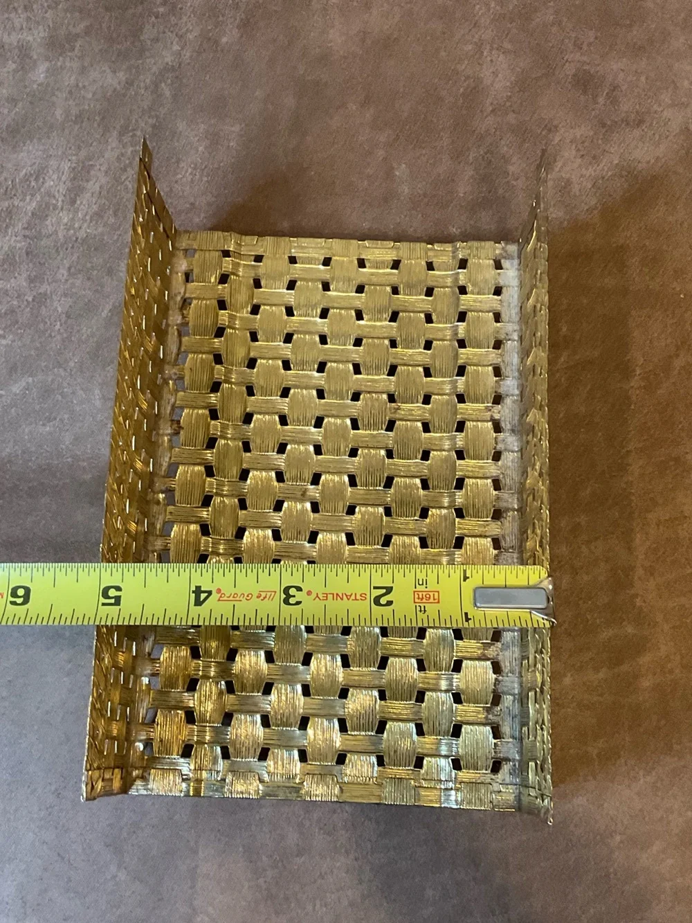 Vintage Stylebuilt Brass Basketweave Tissue/Napkin Holder